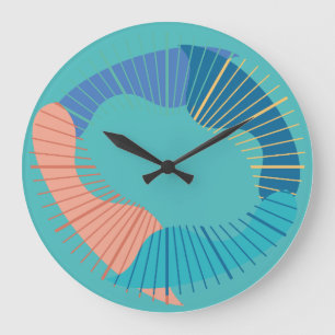 OLAS OVALES Y LINEAS  by Masanser Pixelat Large Clock