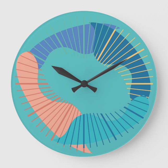 OLAS OVALES Y LINEAS  by Masanser Pixelat Large Clock (Front)