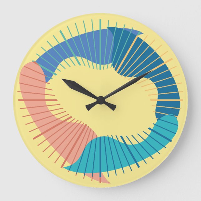 OLAS OVALES Y LINEAS  by Masanser Pixelat Large Clock (Front)