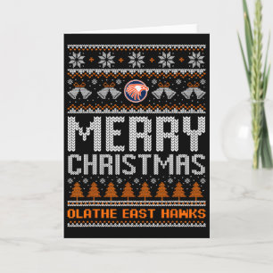 Olathe East Hawks Logo Merry Christmas Ugly Sweate Card