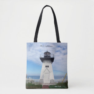 Olcott Lighthouse all over tote bag