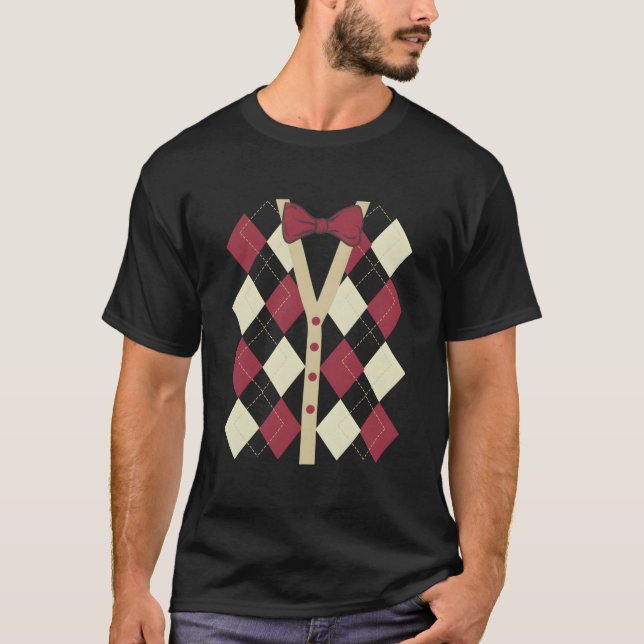 Old 100 Days Of School Argyle Pattern T-Shirt (Front)
