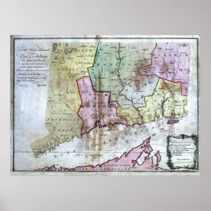 Old 1766 Connecticut Map Poster