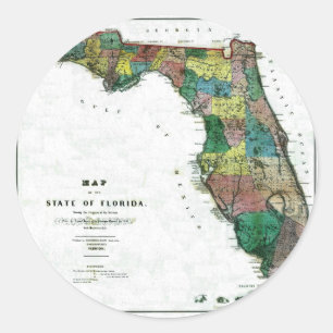 Old 1856 Florida Map Classic Round Sticker