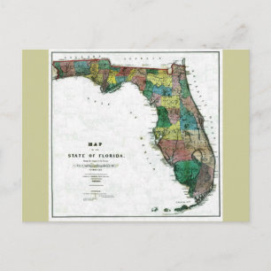 Old 1856 Florida Map Postcard