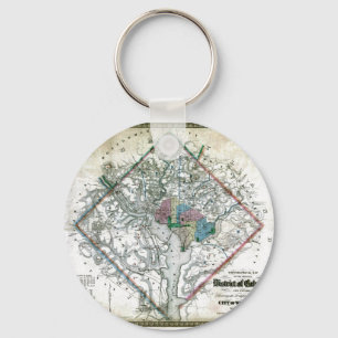 Old 1862 Washington District of Columbia Map Key Ring