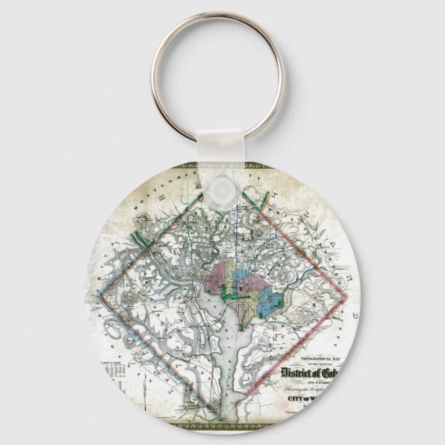 Old 1862 Washington District of Columbia Map Key Ring (Front)