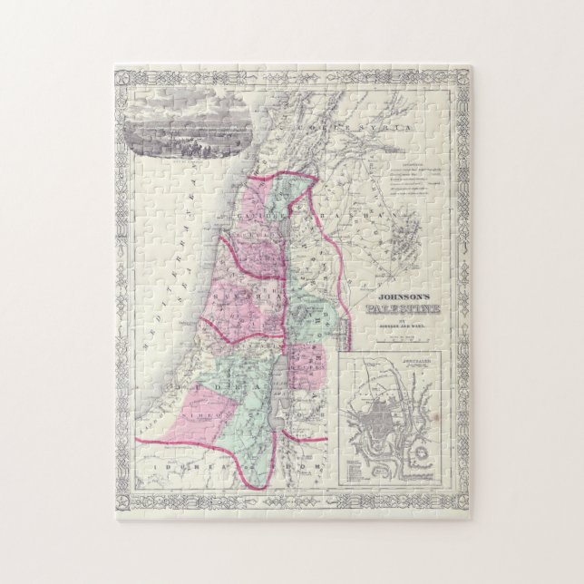 Old 1864 Historic State of Palestine Map Jigsaw Puzzle (Vertical)
