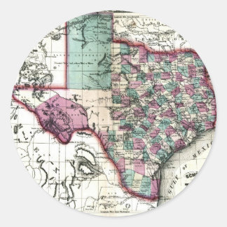 Old 1866 Texas Map Classic Round Sticker