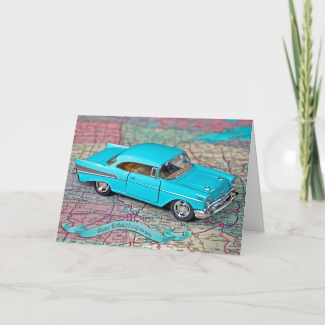Old 1957 Car Birthday Card (Front)