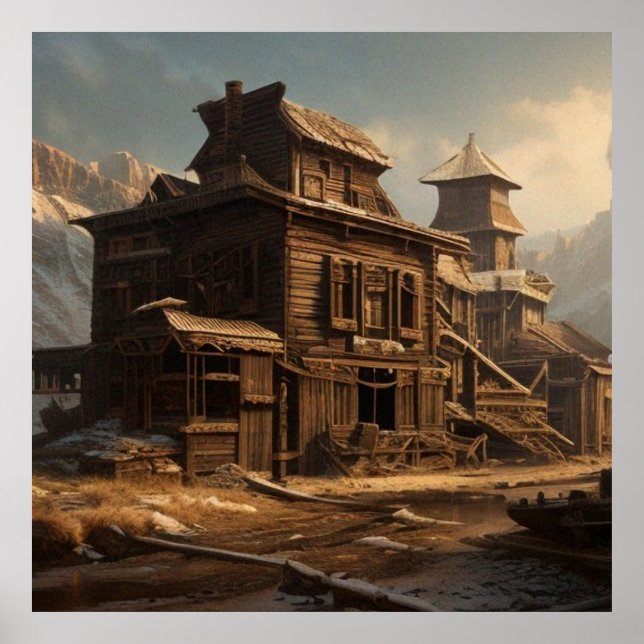 Old Abandoned 19th century saloon beautiful Poster (Front)