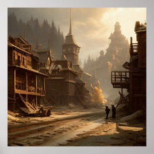 Old Abandoned 19th century town Main Street 2 Poster