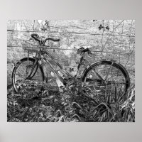 Old Abandoned Bike Drawing, Black and White