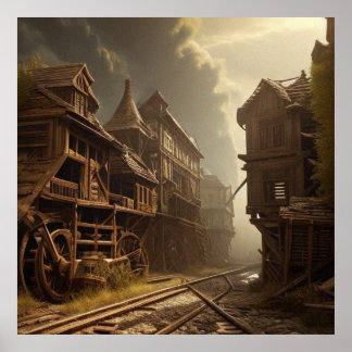 Old Abandoned railway park beautiful Poster