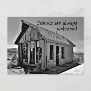 Old abandoned shack friendship post card