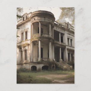 Old Abandoned White Mansion House Postcard