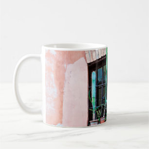Old abandoned window with group of cactus flower p coffee mug