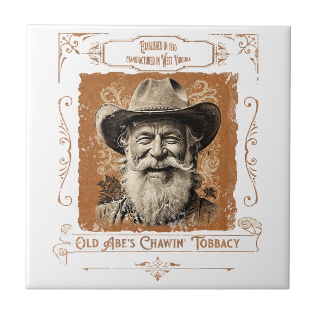 Old Abe's Chawin' Tobaccy Ceramic Tile (Front)