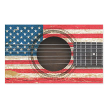 Old Acoustic Guitar with American Flag