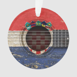 Old Acoustic Guitar with Croatian Flag Ornament