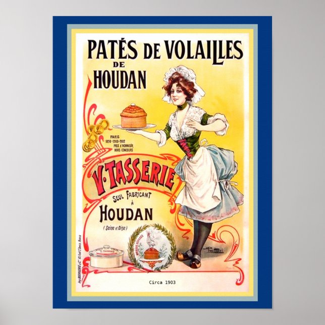 Old Ad French Maid Chicken Pate Pates de Volailles Poster (Front)