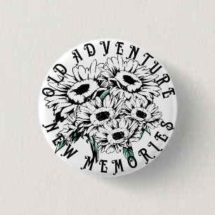 Old Adventure New Memories Vintage Floral Summer 3 Cm Round Badge