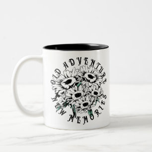 Old Adventure New Memories Vintage Floral Summer Two-Tone Coffee Mug