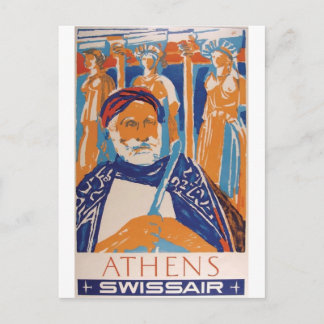Old Advert Swissair Greece Postcard