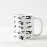 Old aeroplanes in black and white, vintage aircraf coffee mug<br><div class="desc">A collection of old and vintage aeroplanes from old books (black & white). These planes date from the pre-war era - the age of the biplane. Every plane was a masterpiece in its time although some were better suited for a dogfight than others. A modern aeroplane simply does not have...</div>