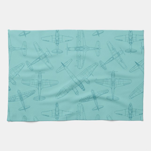 Old aeroplanes tea towel (Horizontal)