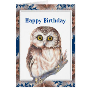 Old Age Birthday  Cute Little Owl Bird