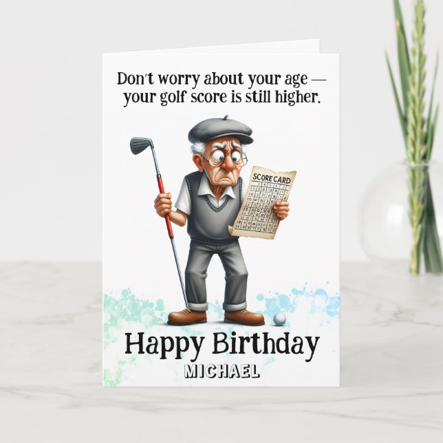 *~* Old Age Man AP94  Golf Birthday Card (Front)