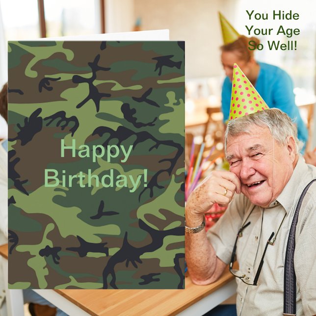 Old Age Military Green Camouflage Birthday Card (Old Age Military Green Camouflage Birthday Card)