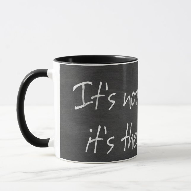 Old age quote on chalkboard mug (Left)
