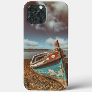 Old Aiola. Portuguese traditional boat in a beach iPhone 13 Pro Max Case