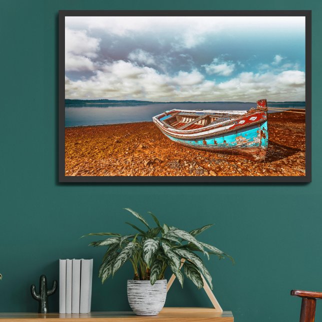 Old Aiola. Portuguese traditional boat in a beach Poster (Creator Uploaded)