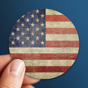 Old American Flag Classic Round Sticker