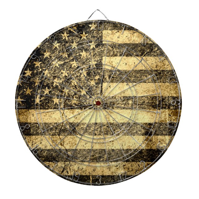 Old American Flag Grunge 2 Dartboard (Front)
