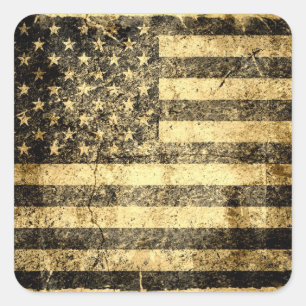 Old American Flag Grunge 2 Square Sticker