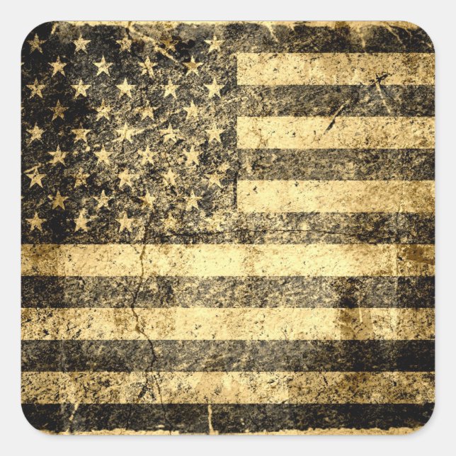 Old American Flag Grunge 2 Square Sticker (Front)