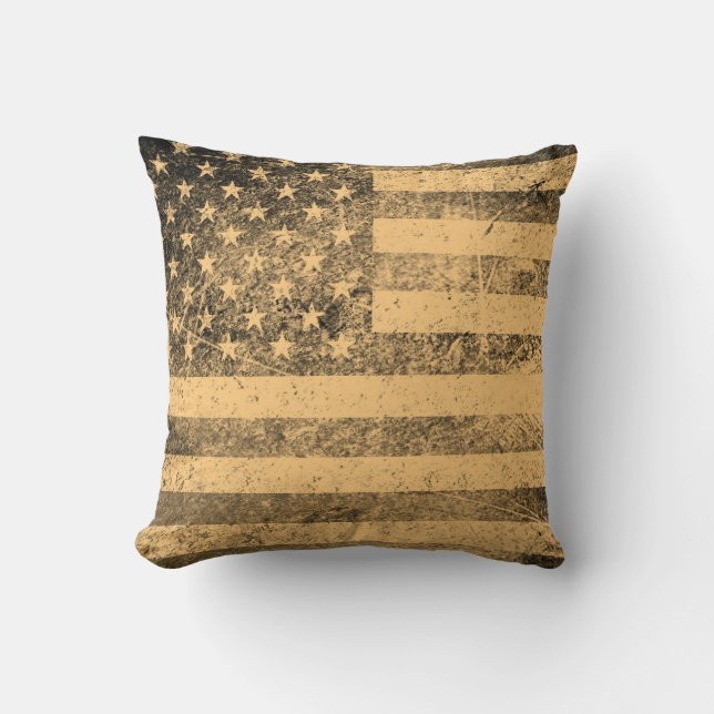 Old American Flag Grunge Cushion (Front)