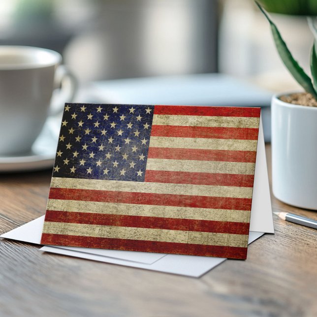 Old American Flag - Patriotic Greeting Card (Custom Greeting Card)
