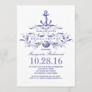 old anchor nautical bridal shower invite