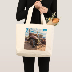 Old and abandoned car #3 in Solitaire Large Tote Bag