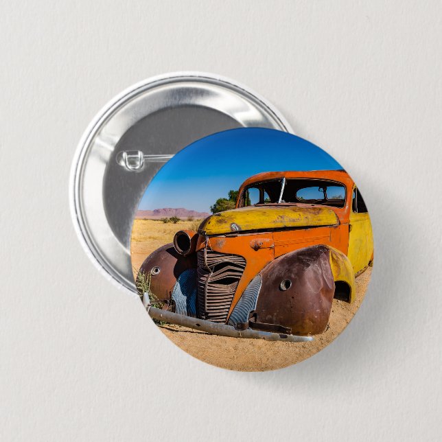 Old and abandoned car in Solitaire, Namibia 6 Cm Round Badge (Front & Back)