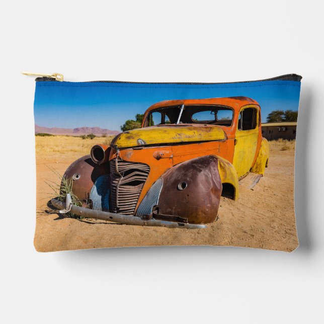 Old and abandoned car in Solitaire, Namibia Accessory Pouch (Front)