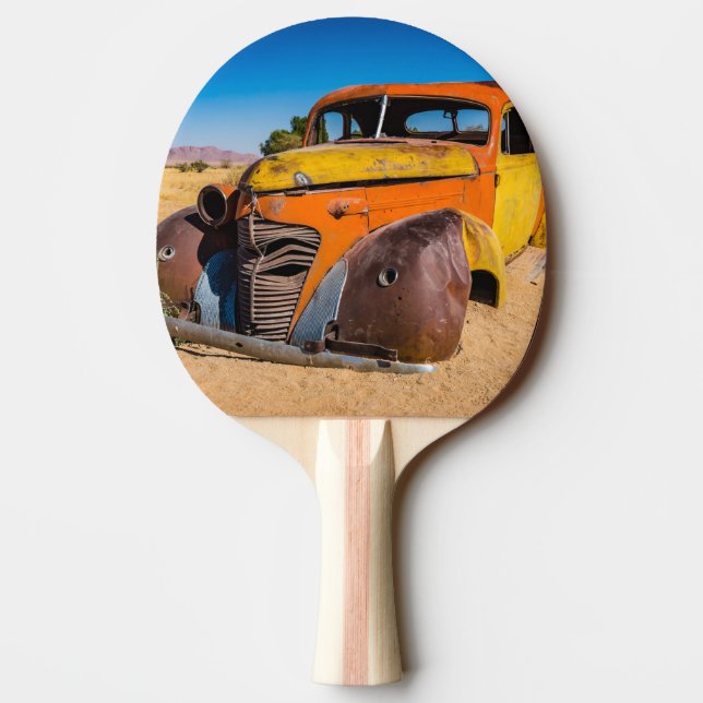 Old and abandoned car in Solitaire, Namibia Ping Pong Paddle (Back)