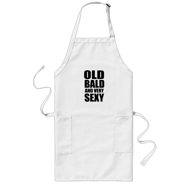 Old and bald funny design long apron (Front)