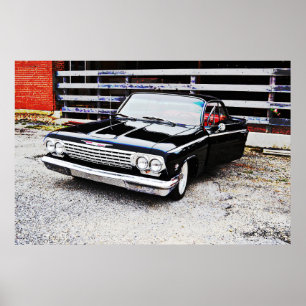 Old and Classic Black Impala Art Poster