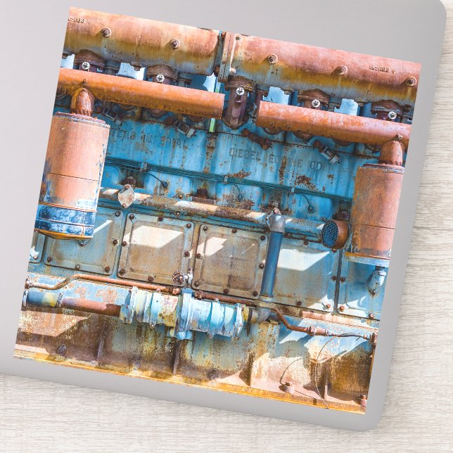 Old and rusty Atlas Imperial diesel engine at Inde (Detail)